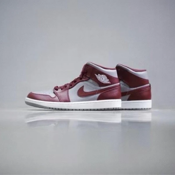 AIR JORDAN 1 MID AJ1 中帮酒红灰休闲复古男鞋篮球鞋 DQ8426-615