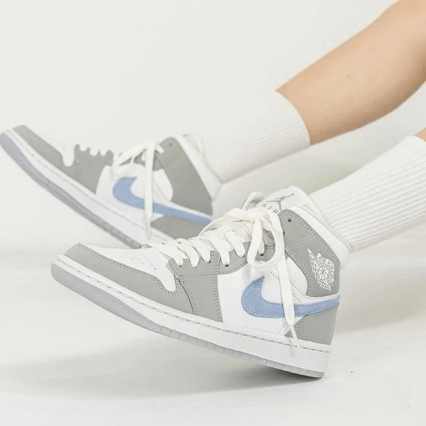 Air Jordan 1 mid AJ1中帮小dior女款灰蓝休闲百搭板鞋BQ6472-105