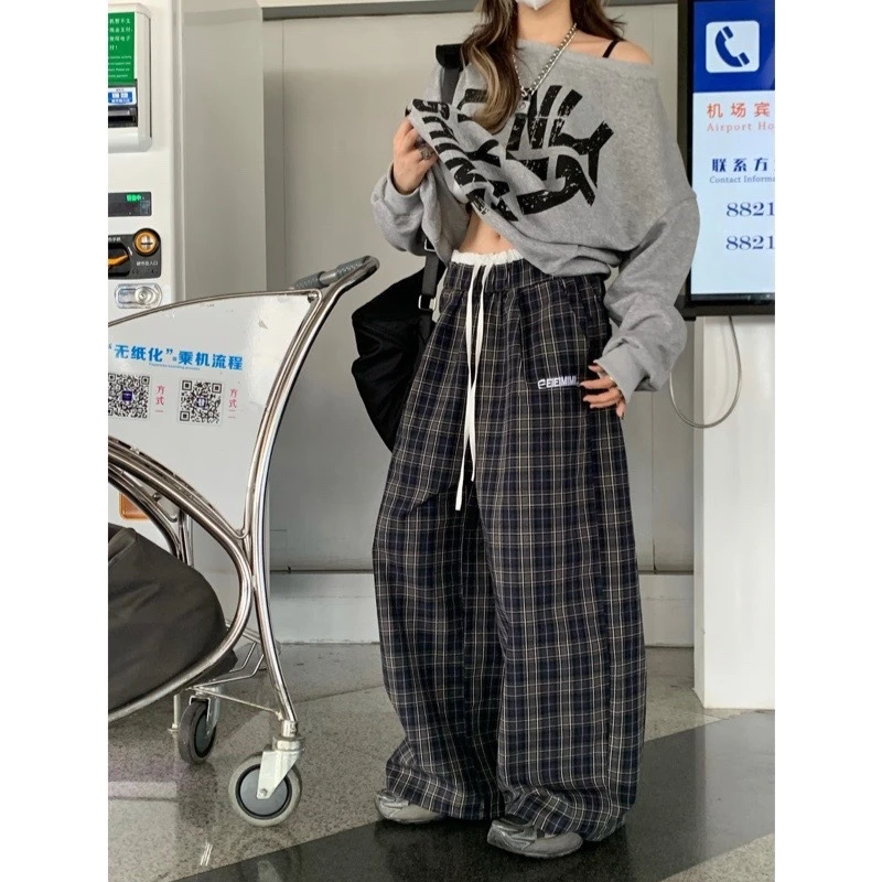 2024潮流时尚网红裤子双腰头宽松美式复古裤子跳舞