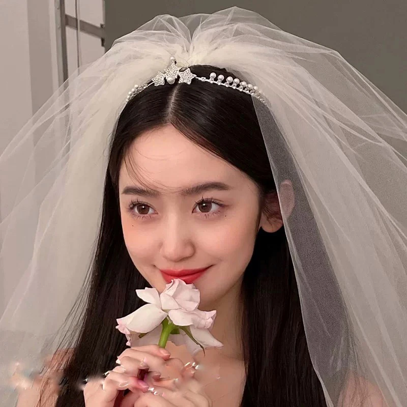 新款简约甜美星星闪闪复古珍珠发箍新娘伴娘韩式灵动生日小皇冠