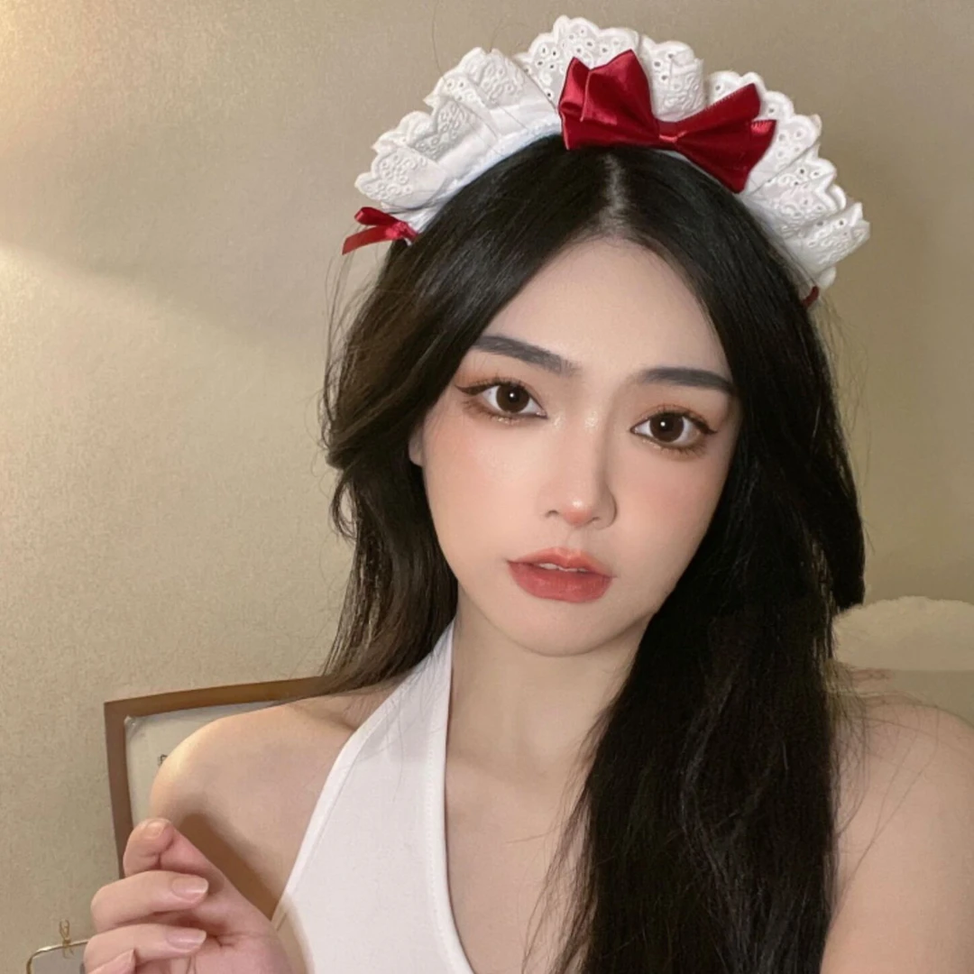 法式复古蕾丝蝴蝶结发箍女仆发卡可爱头饰cos百搭外出头箍万圣节