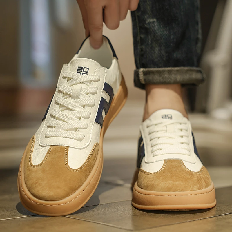 欧洲站男鞋秋季休闲复古德训板鞋男士高端潮牌高级感小白鞋子男款