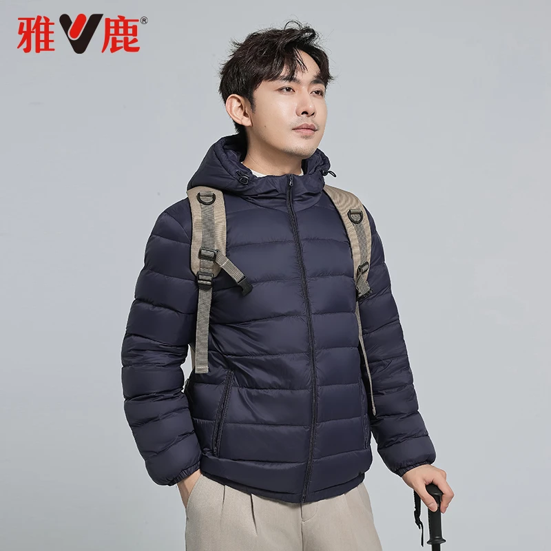 V/雅鹿9208-2官方正品秋冬连帽轻薄羽绒服男士短款时尚保暖外套