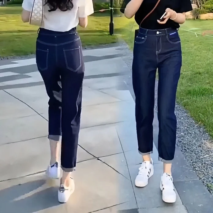 高腰小脚裤九分牛仔哈伦裤女2025新款显瘦休闲百搭萝卜裤小脚裤