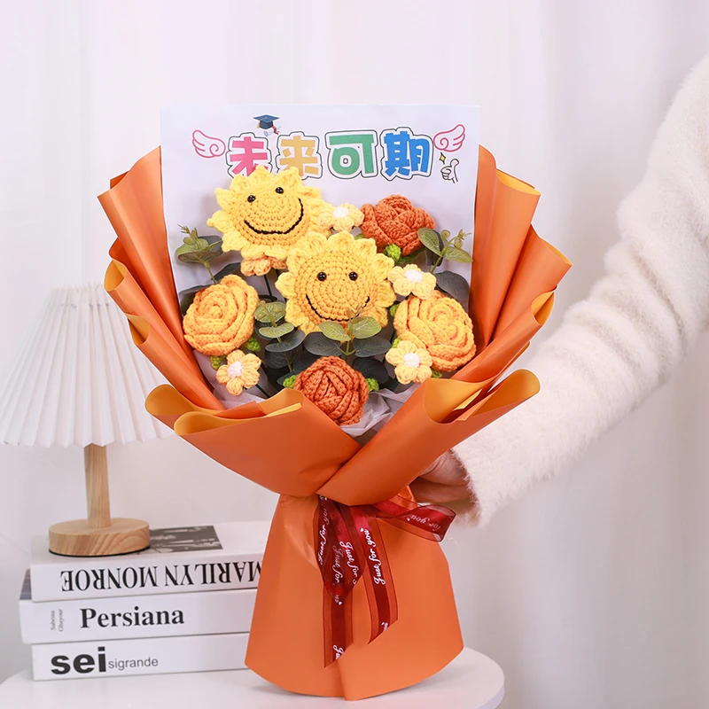 18岁成人礼毕业中考高考考研手工针织毛线花束送小孩同学礼物成品