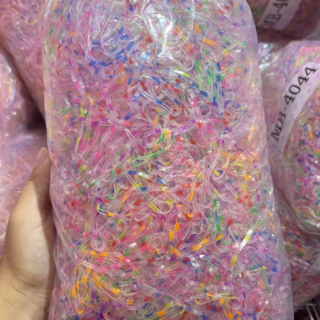 一公斤一次性皮筋皮套 黑色彩色发绳发圈 学生扎头绳女孩透明皮筋