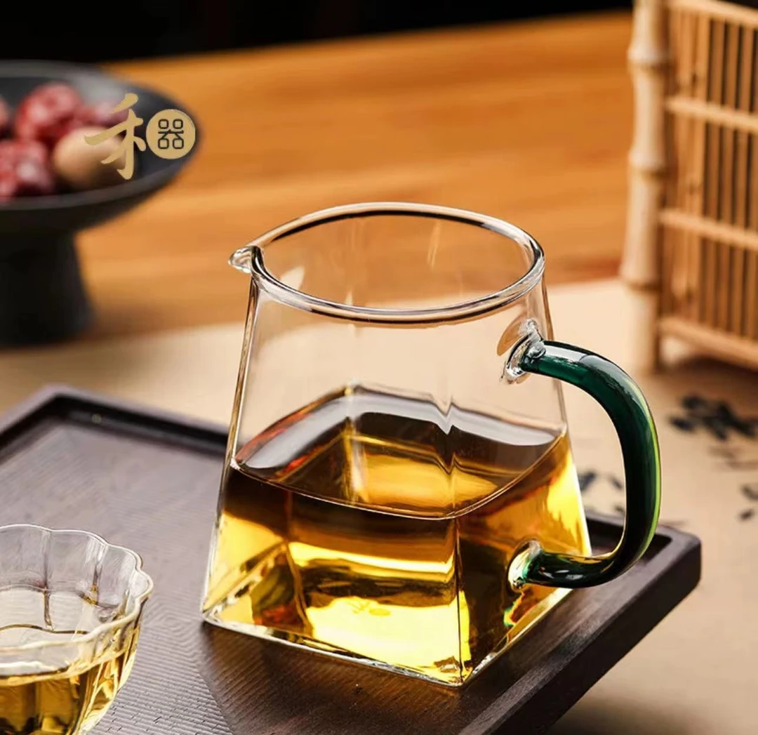 禾器瀚然茶海高硼硅玻璃四方墨绿公道杯手工大容量公杯加厚分茶器