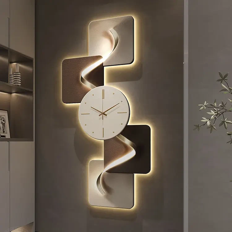 凯棠现代轻奢玄关装饰画钟表画极简时尚走廊过道客厅餐厅挂画带灯