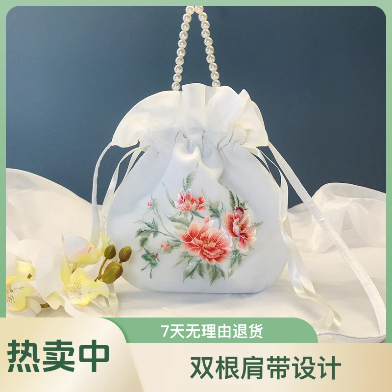 新品刺绣汉服包手提古风手机包复古国风汉服小圆包手拿包汉服绣花