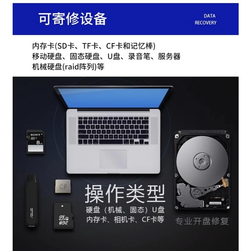 数据恢复 固态硬盘SSD硬盘修复电脑移动硬盘优盘远程软件维修开盘