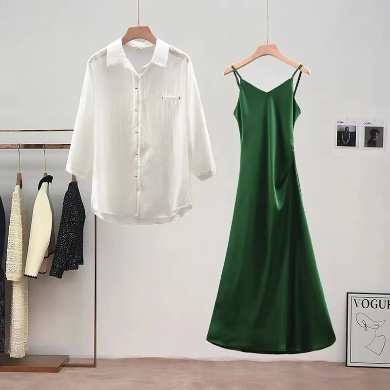 JIRUIMAN/吉瑞曼休闲衬衫搭性时髦吊带连衣裙显瘦气质两件TQ121