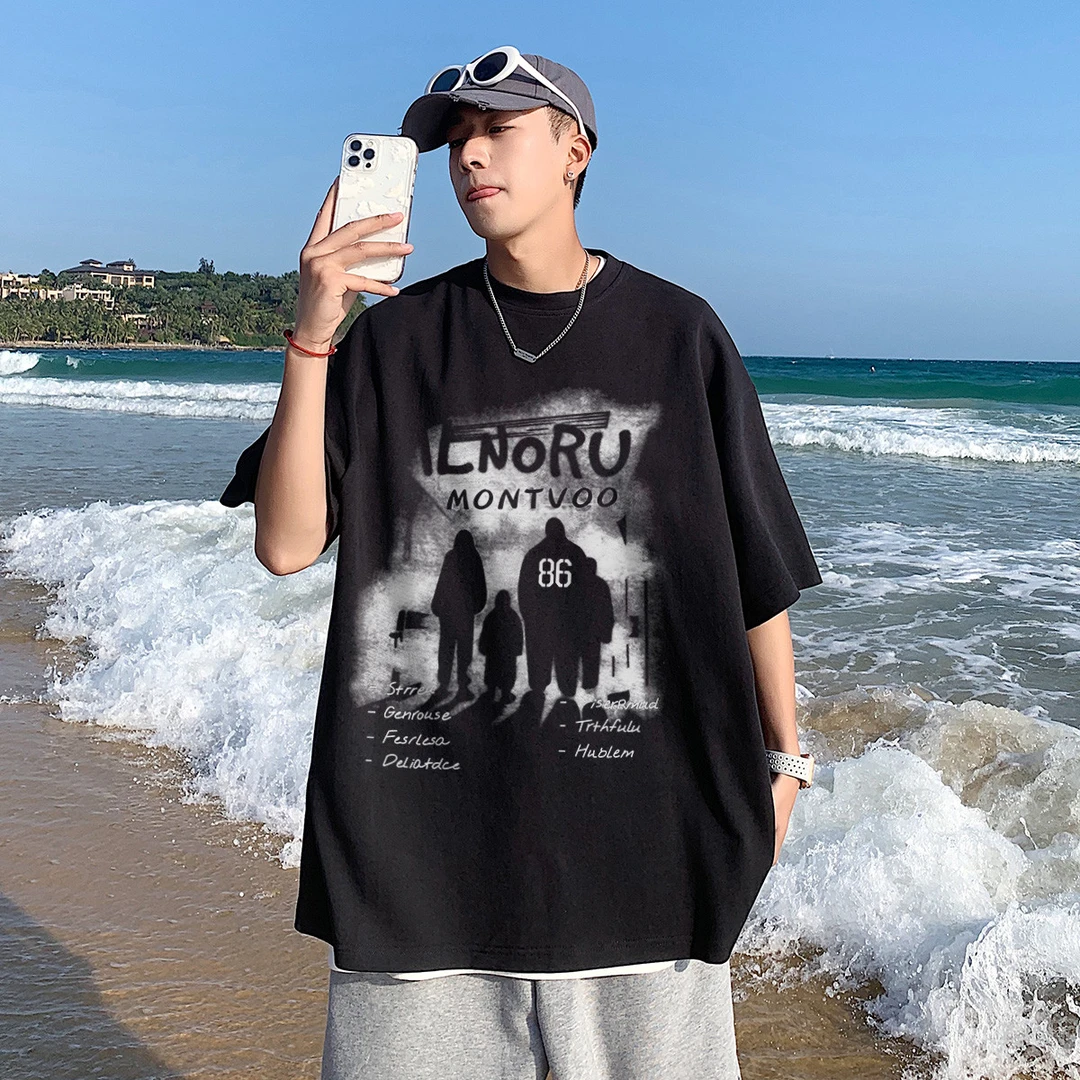 迈特优品牌夏季青少年短袖T恤15-18岁大码圆领印花宽松学生潮流75