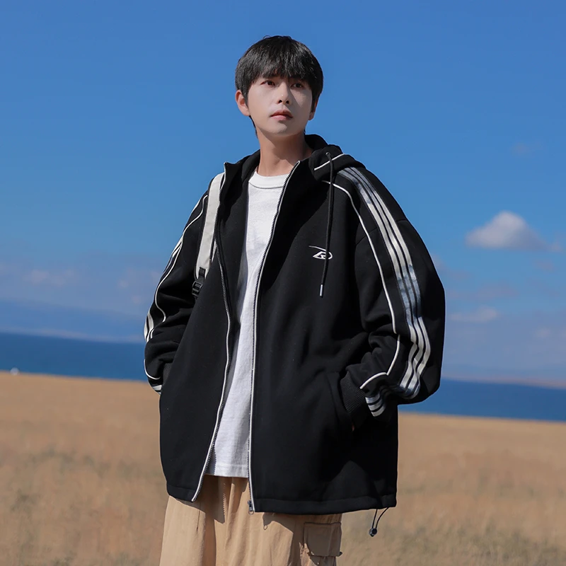 迈特优春季新款连帽休闲外套男生潮流宽松百搭青少年开衫外套5827