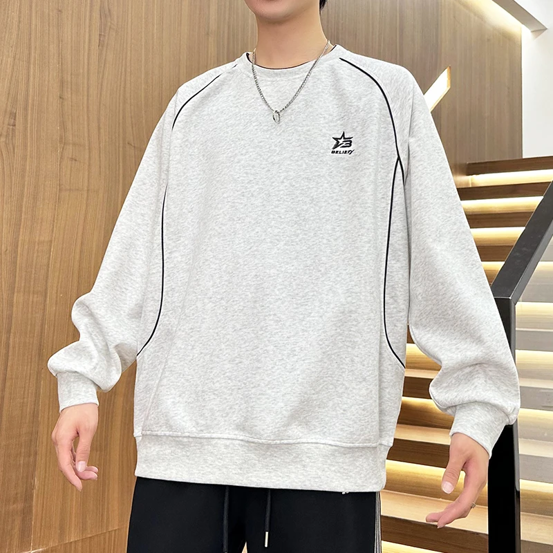 2024秋季新款潮流百搭连帽卫衣男宽松时尚休闲学院风长袖帽衫6928