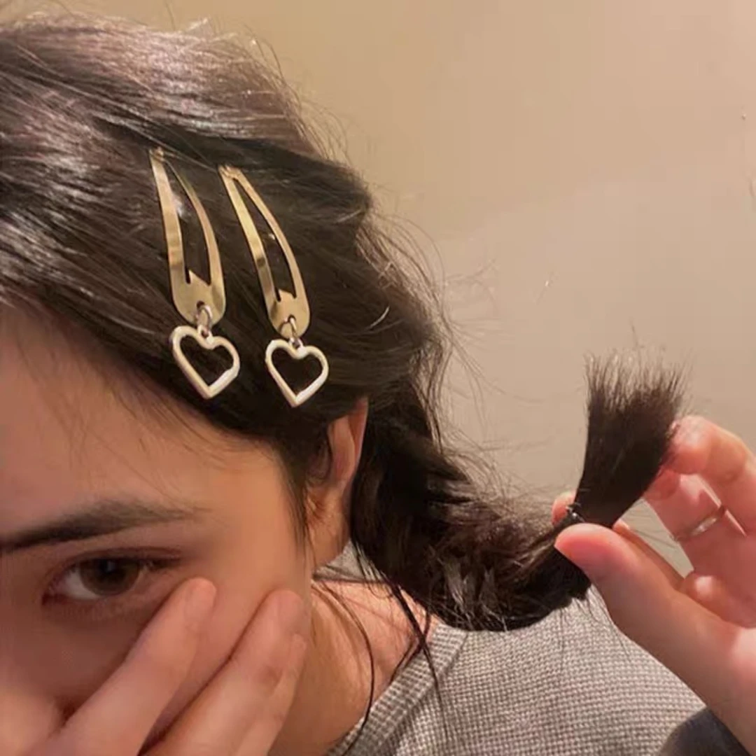 不锈钢发饰 7个银色吊坠BB夹少女辣妹甜酷暗黑朋克甜辣风网红发夹