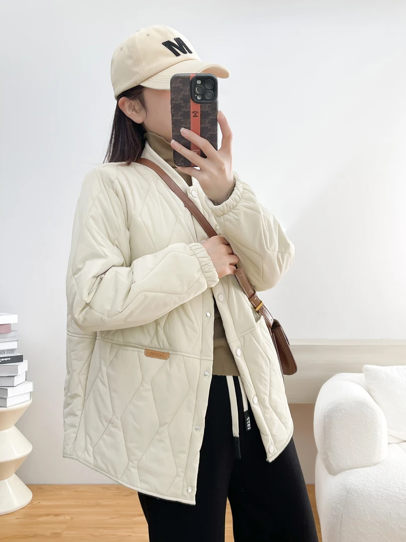 210斤大码女装短款休闲棉衣胖妹妹冬装菱格新款宽松显瘦百搭棉服