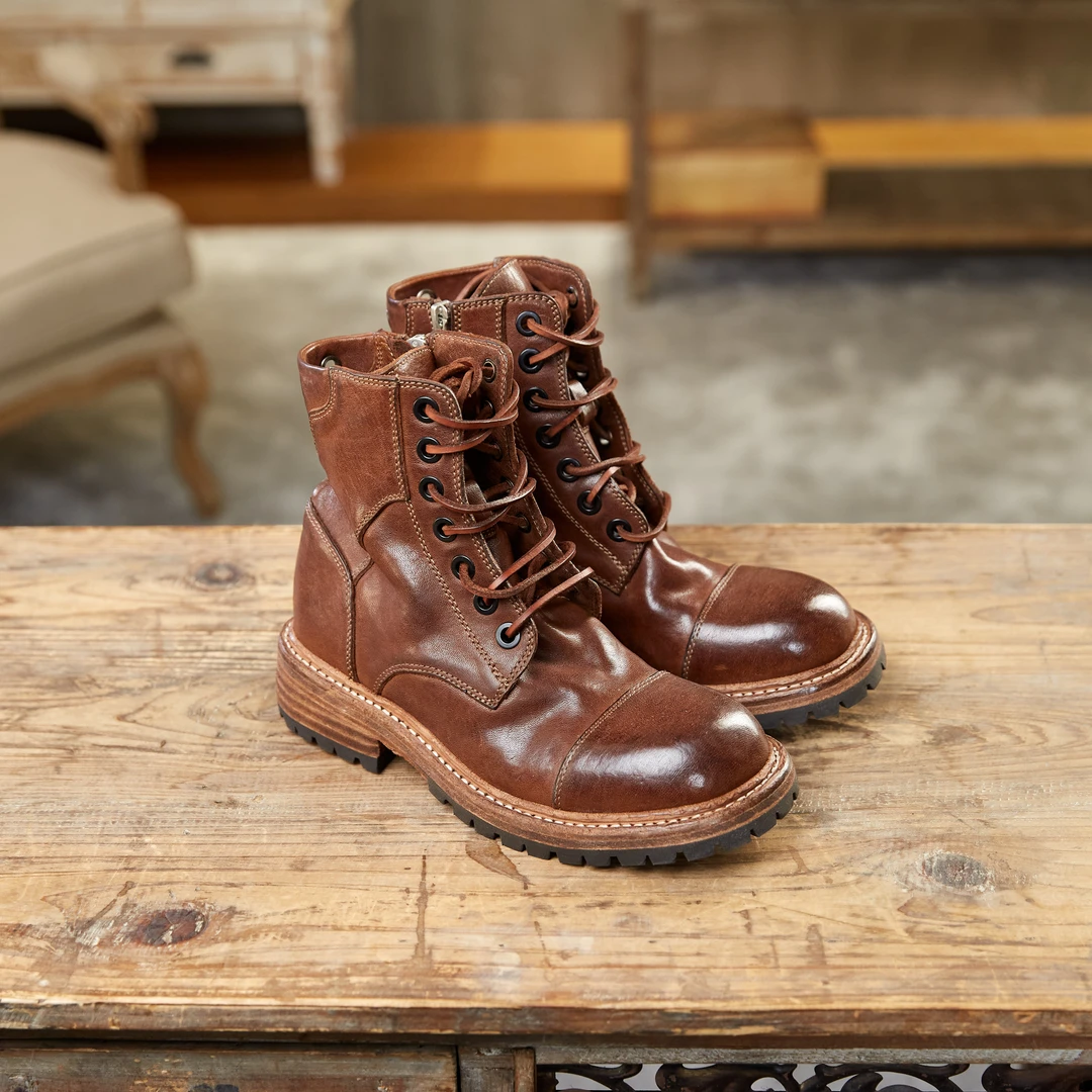 mantova断码清仓真皮马丁靴英伦高帮复古水洗马皮手工女鞋短靴