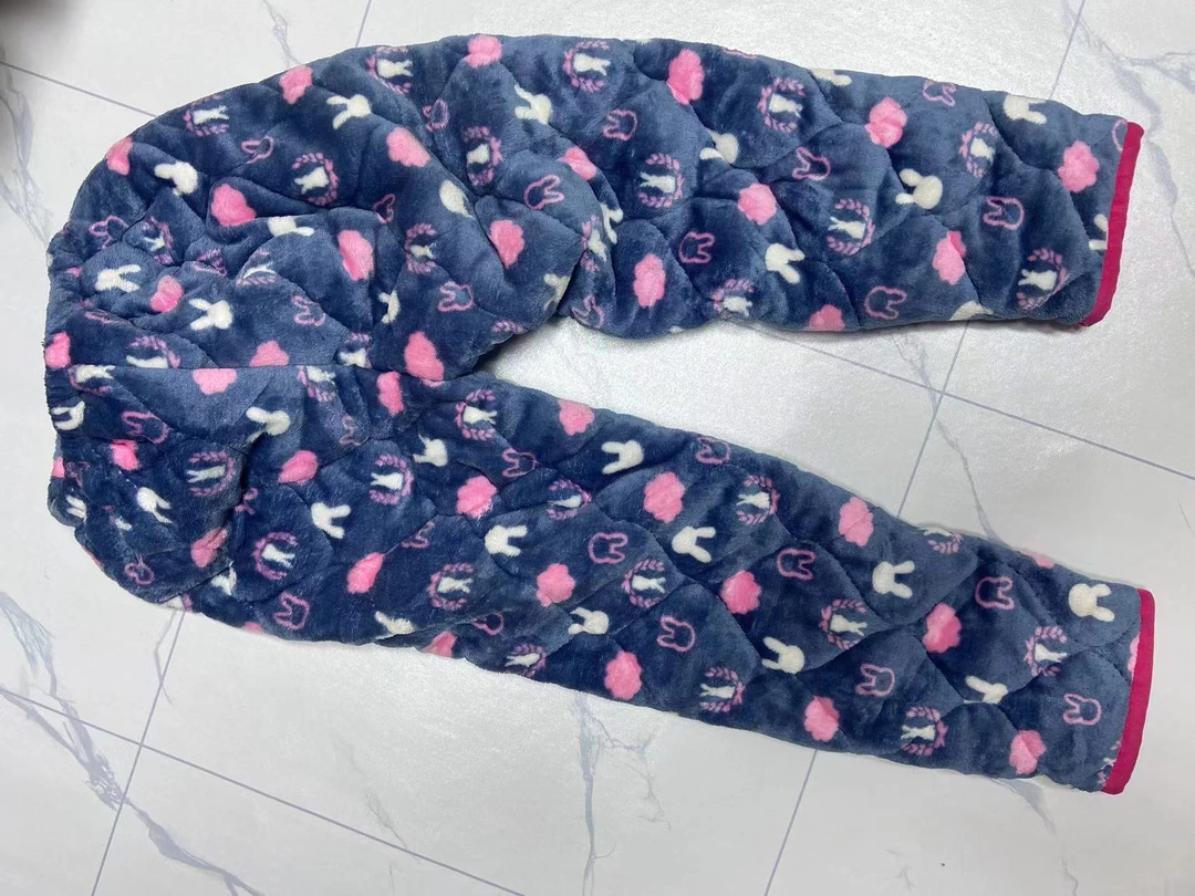 冬季女三层夹棉加厚睡裤