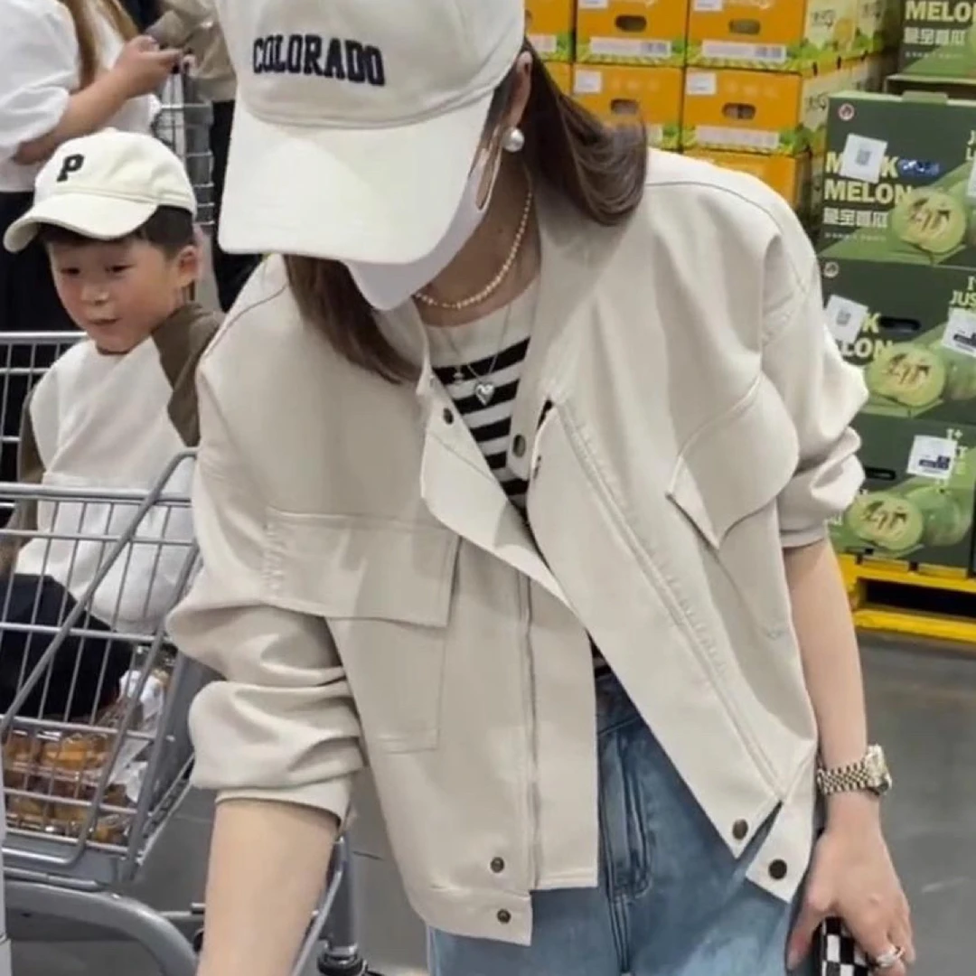 秋冬季新款休闲小皮衣外套女宽松显瘦机车服时尚短款夹克2212