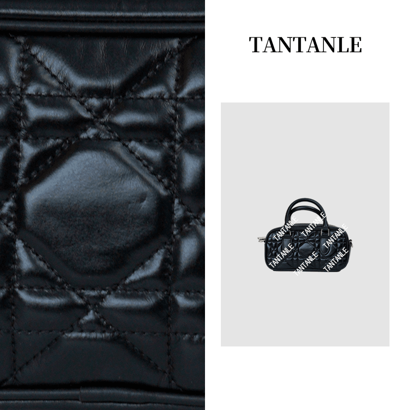 TanTanLe高定时尚单肩斜跨手提百搭轻奢质感潮流女包黑色