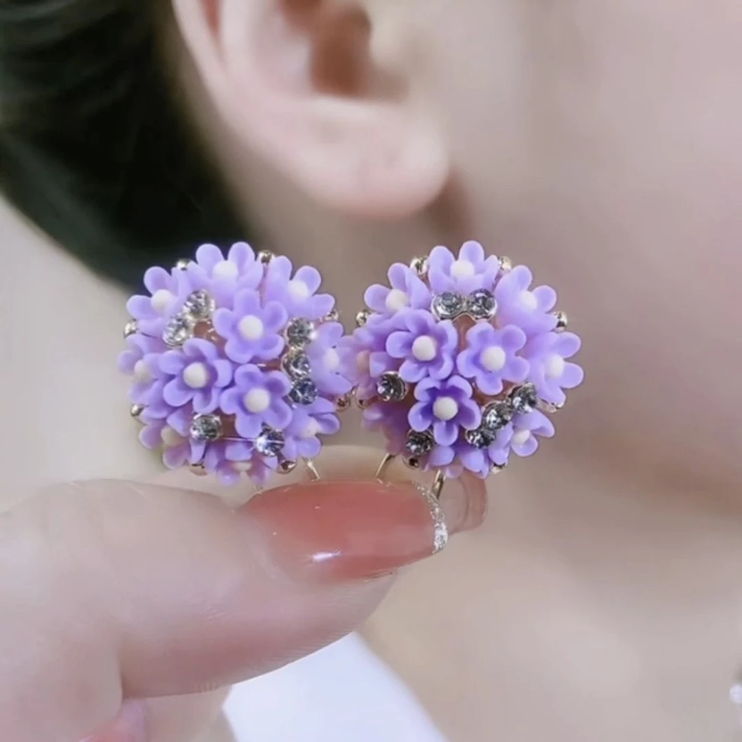 紫色绣球花朵耳环树脂花瓣超仙甜美气质温柔小众设计轻奢小众耳钉