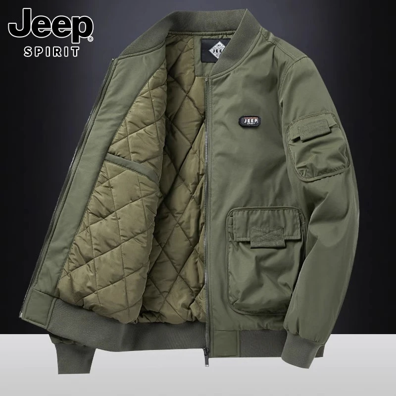JEEP吉普秋冬季高档男款夹克棉衣潮牌棒球领加棉2025新款工装外套