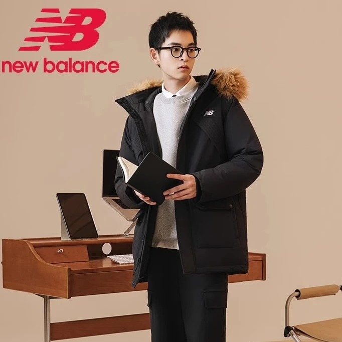 new balance NB羽绒服男女冬季中长款iu同款休闲工装外套AMJ34323