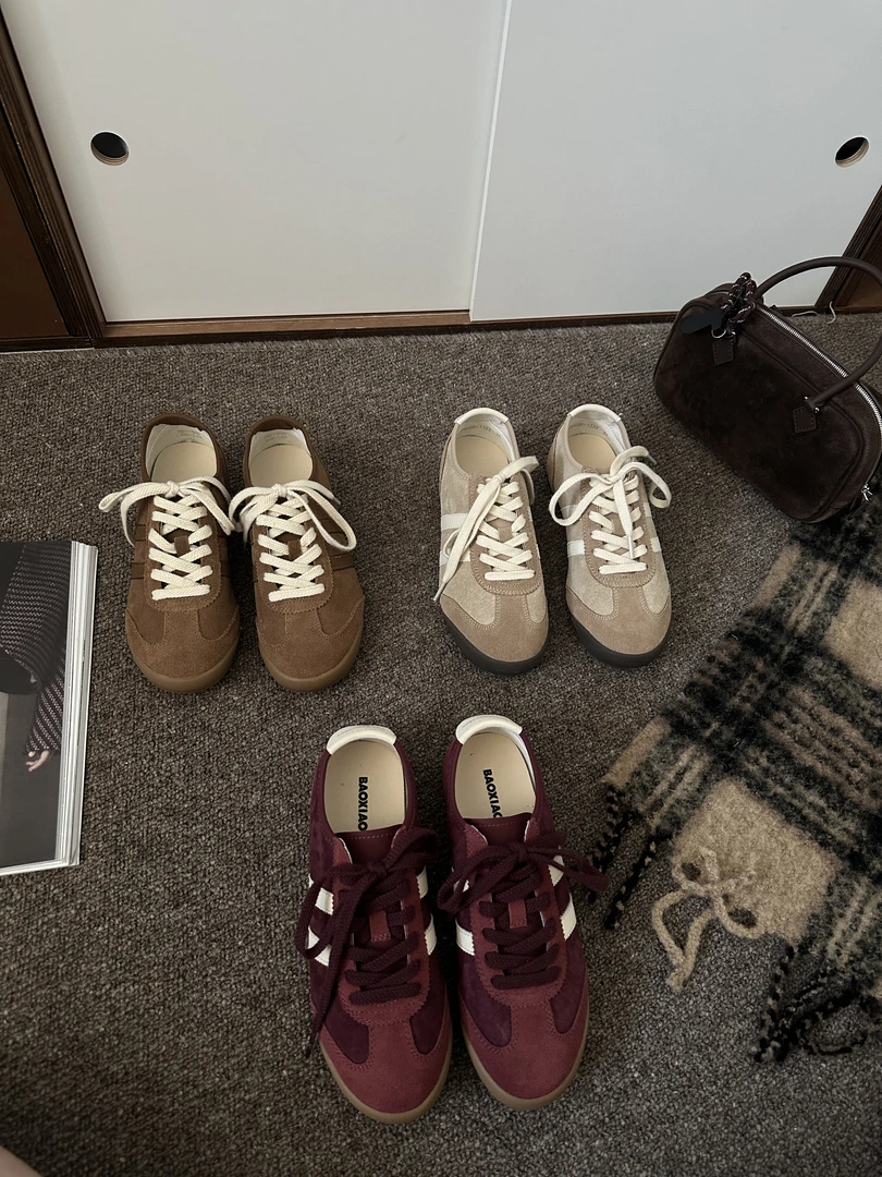 BAO/宝小姐圆头拼色运动休闲板鞋2024秋季新款德训板鞋9600-1133