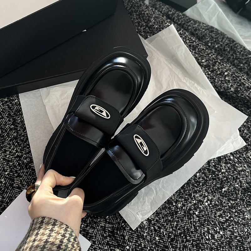 韩版潮流黑色百搭气质乐福鞋98925-2