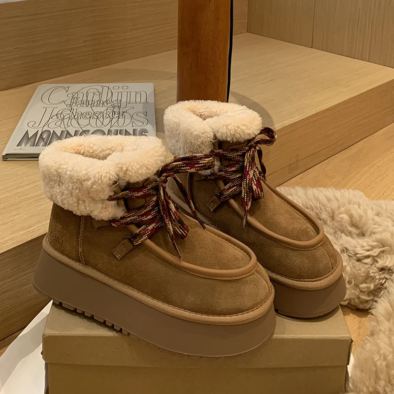 BAO/宝小姐GQ 毛绒外翻加绒保暖中筒雪地靴8835时尚网红雪地靴