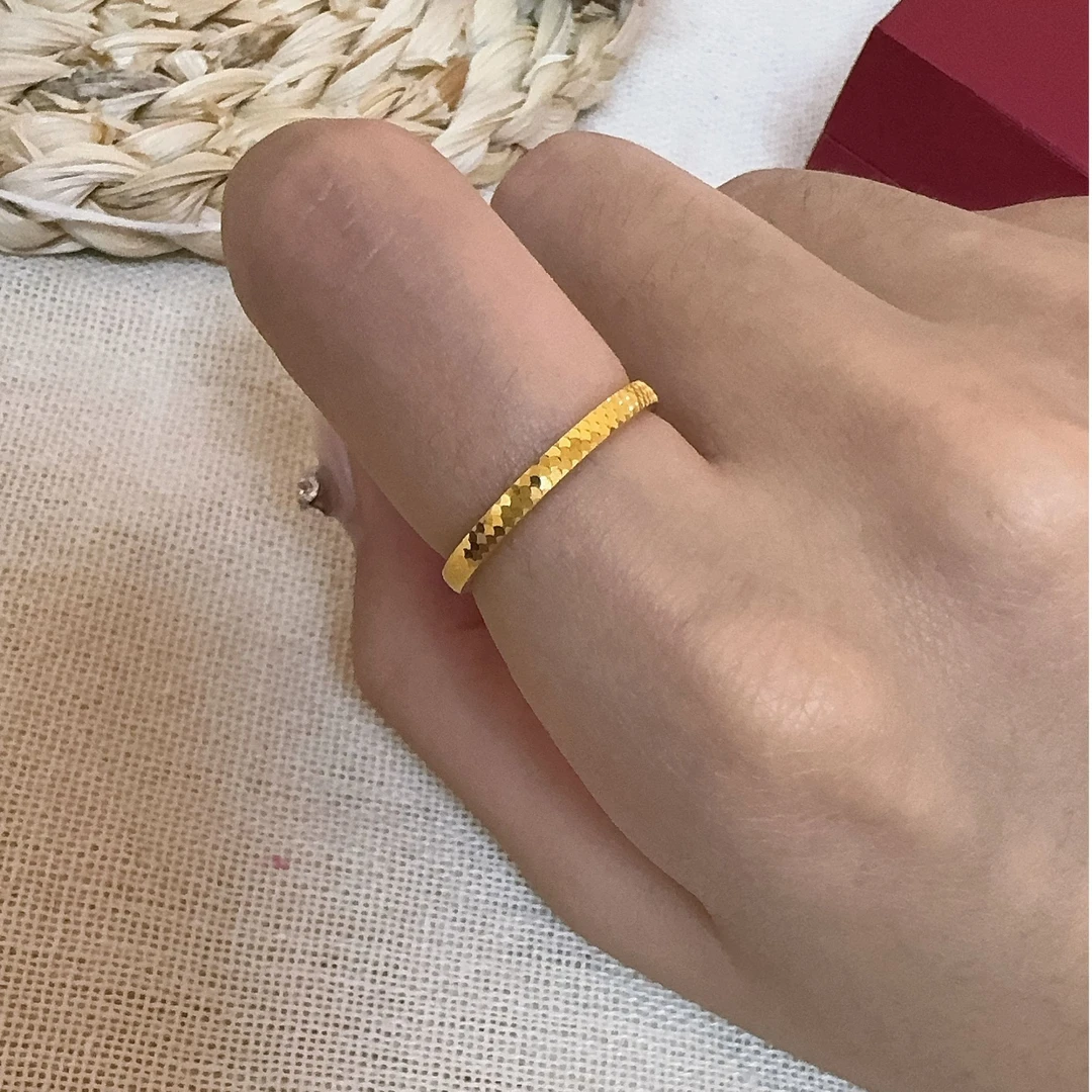 足金999鱼鳞戒指3D工艺固口JZ2