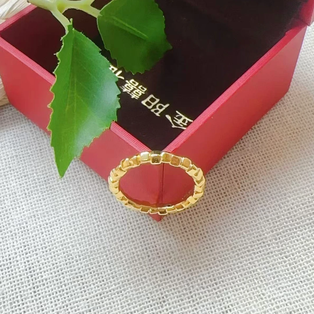 足金999方糖碎金子戒指5D工艺固口戒指