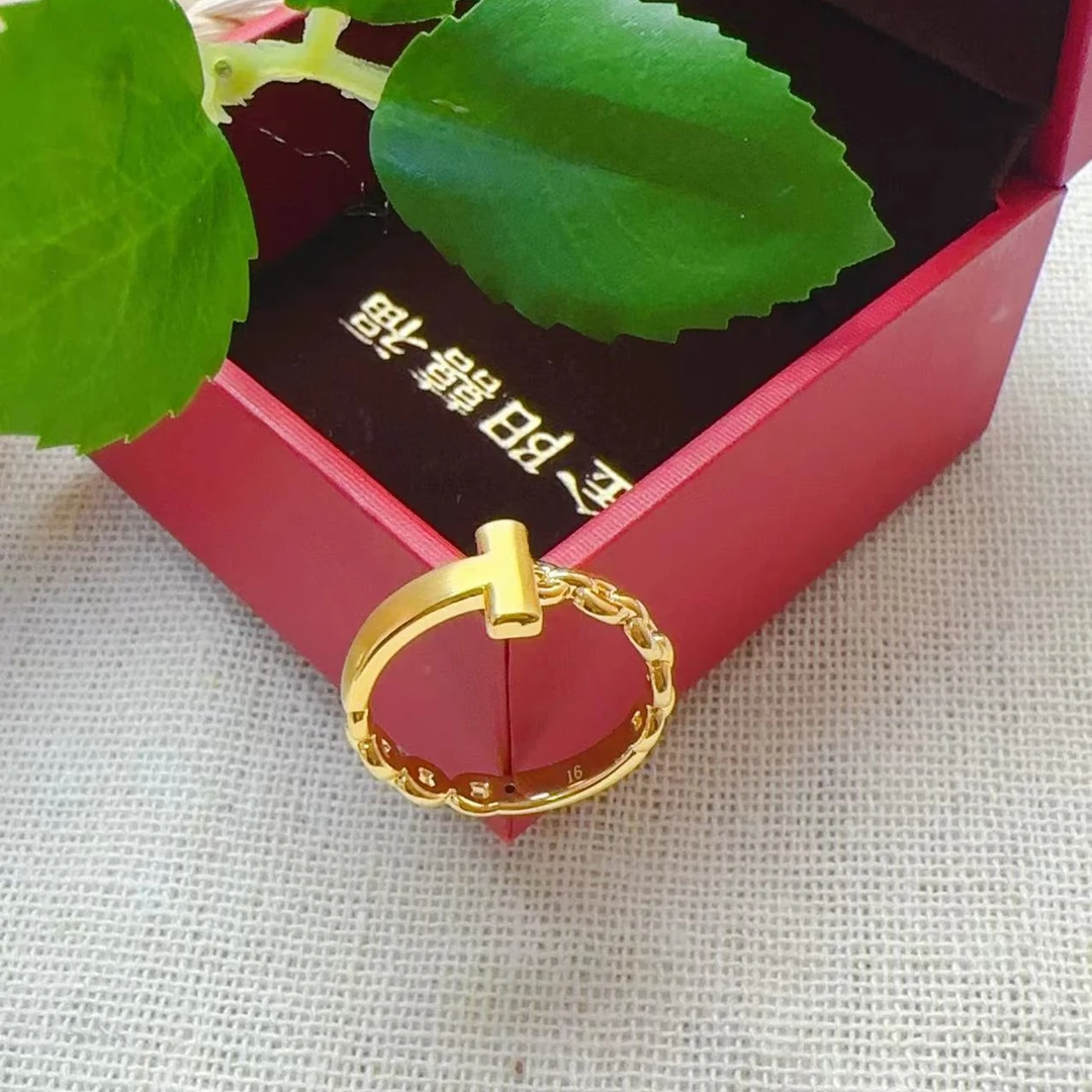 足金999 T字链条戒指/5D工艺/气质时尚简约精致轻奢个性JZ3