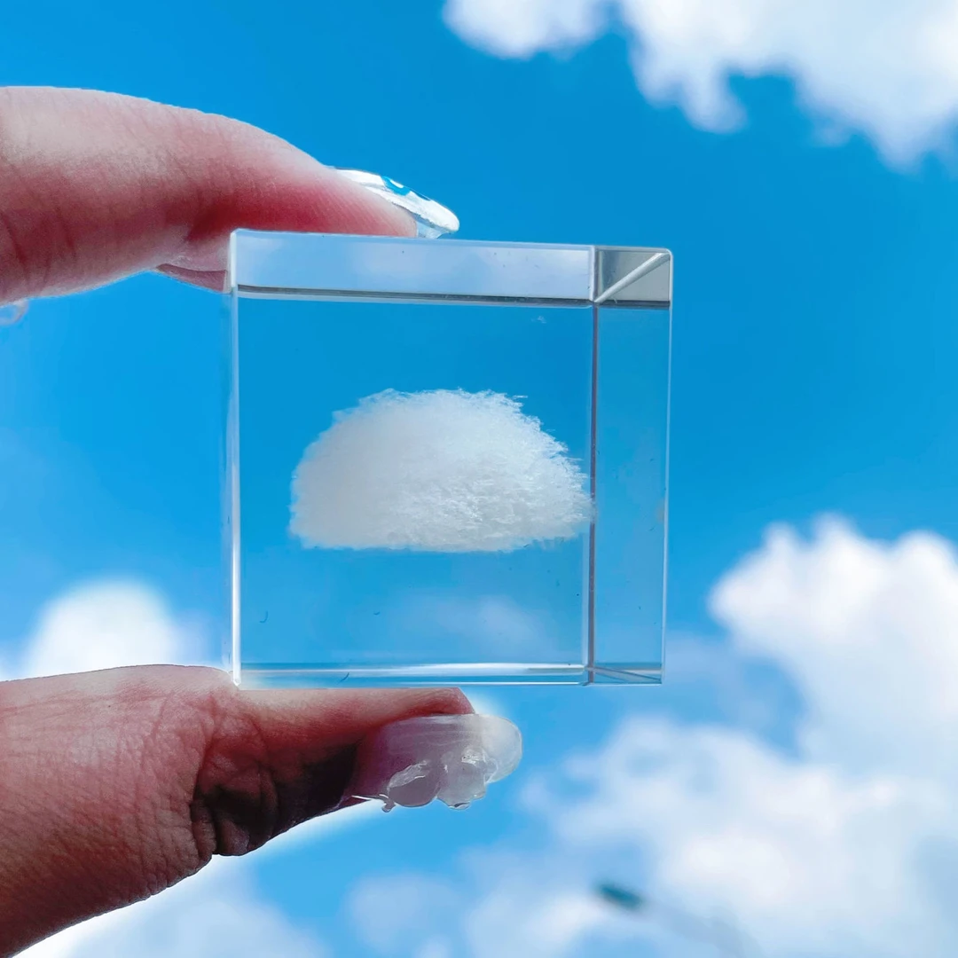 CX领养一朵云下雨云爱心云积云朵立方体浪漫解压治愈水晶摆件礼物