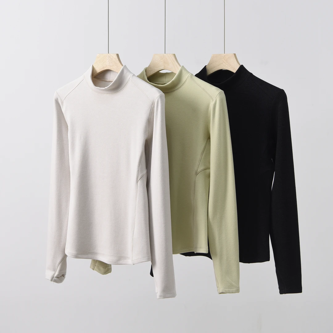 【护颈打底】-真德绒-做工款-微立领暖冬拼接设计款护颈打底衫