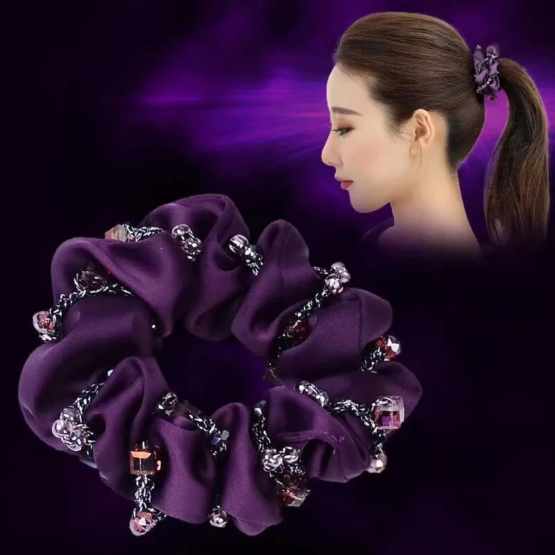 布艺发饰 马尾头绳女简约气质扎头发高弹力皮筋发圈加粗水晶头饰