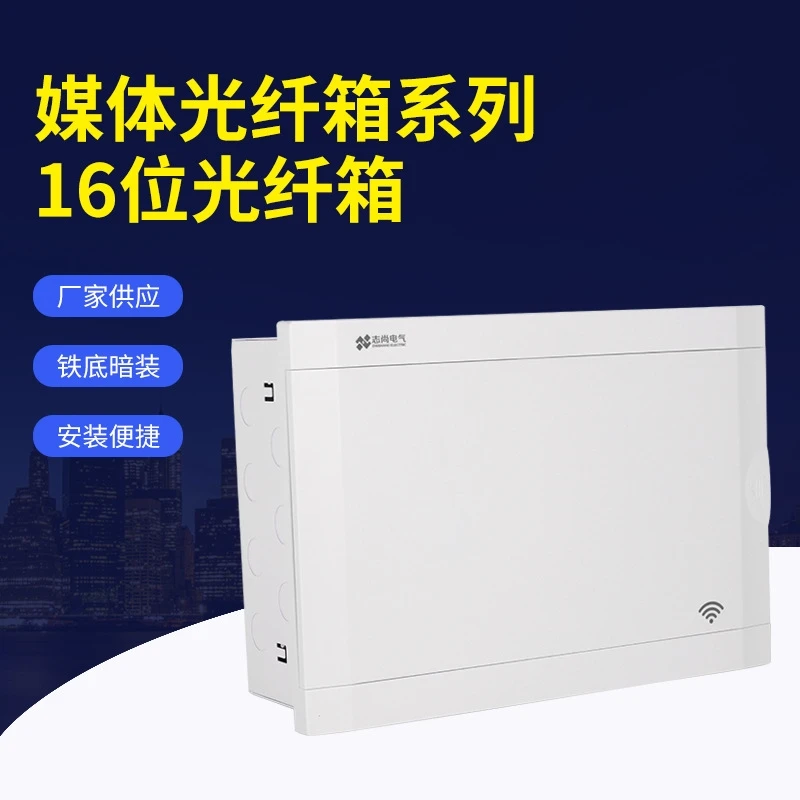 志尚16位多媒体光纤塑面弱电箱集线室内暗家用弱电信号网络箱