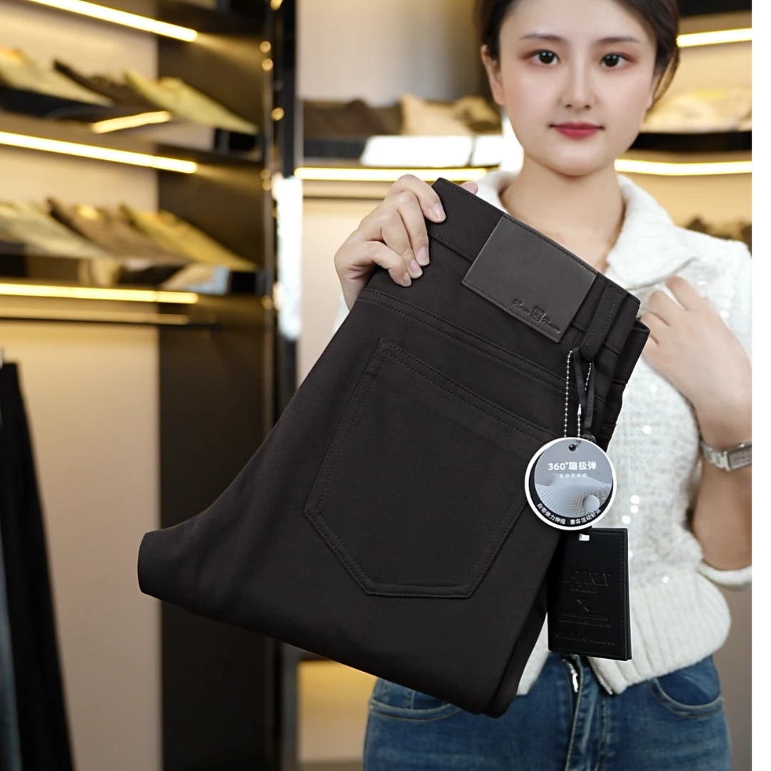 2024咖啡色时尚百搭款男士修身小直筒休闲裤