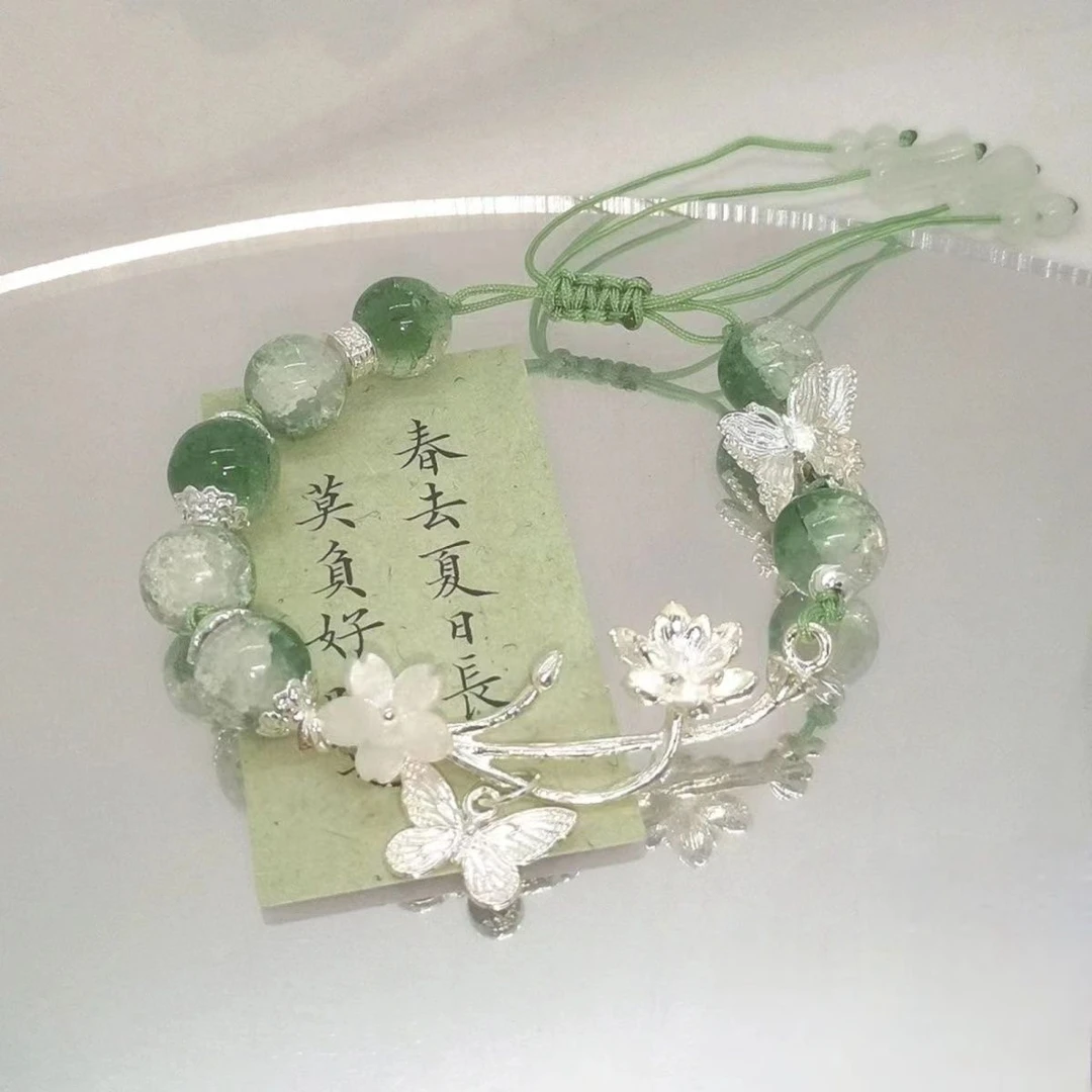 中式古风绿色竹节串珠清冷手链复古国风手饰手串小众优品