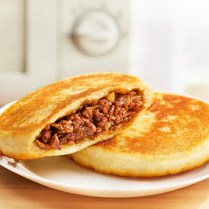 安井黑椒牛肉馅饼牛肉饼儿童营养早餐半成品小吃加热速食葱肉