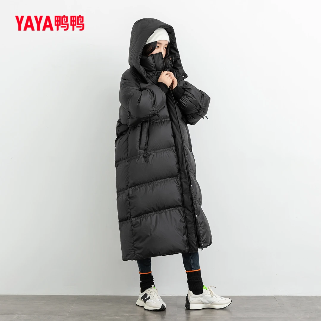YAYA/鸭鸭中长厚款可脱卸帽韩版宽松保暖时尚女羽绒服DSH06B0030
