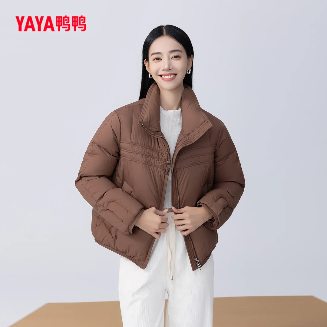 YAYA冬季时尚百搭宽松轻薄女士白鸭绒韩版短款羽绒服YE3A625672N