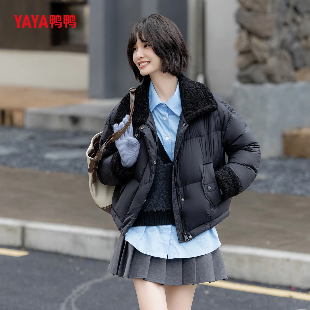 YAYA鸭鸭2025冬季宽松时尚休闲百搭女款短款羽绒服YE4B620152N