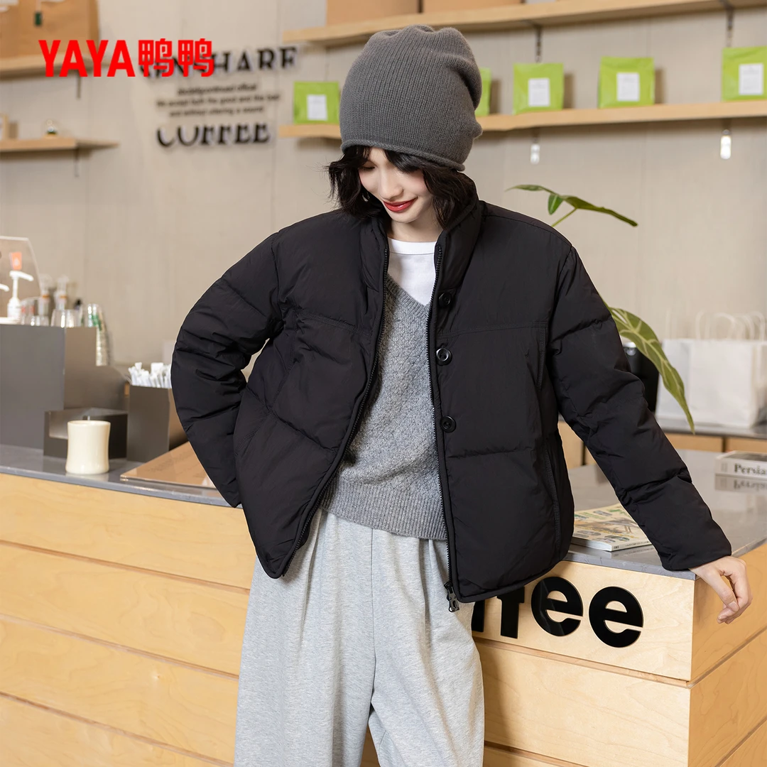 YAYA鸭鸭冬季时尚休闲百搭女士白鸭绒短款羽绒服YE4B615222N