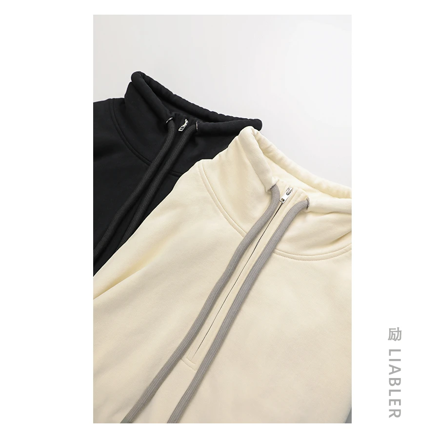 LIABLER/励 套头高领拉链束绳宽松百搭卫衣 7L010