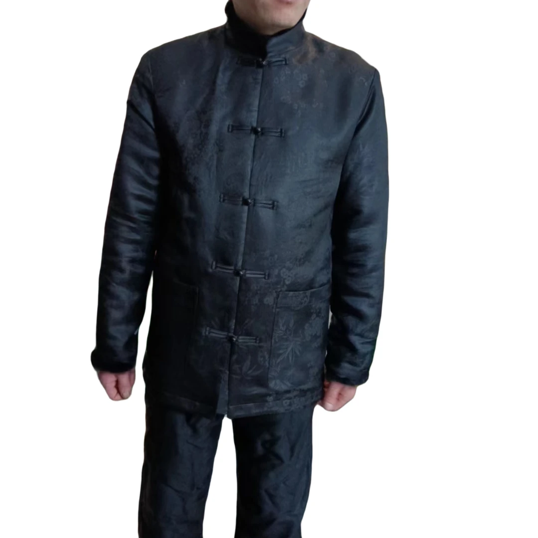 新品上市   香云纱男士中式立领双面盘扣唐装