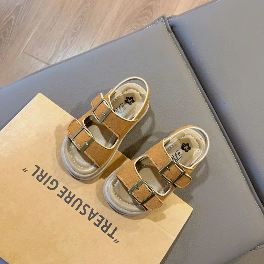 【洋洋童鞋】儿童春夏新款百搭金属方扣凉鞋时尚简约童鞋