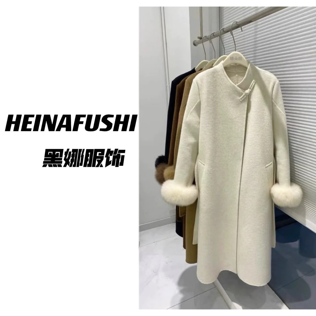 HEINA清仓【大衣】盘扣毛袖羊绒大衣2880-6