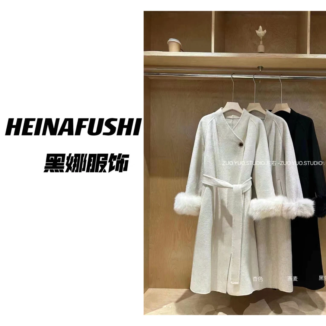 HEINA清仓【羊毛】双面狐狸毛大衣2818-6