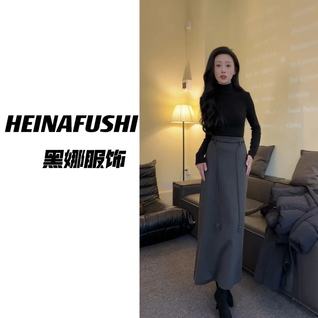 HEINA【气质】直筒开叉裙2718